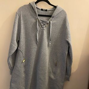 Lace up Sweatshirt Material Hoodie Tunic/Dress